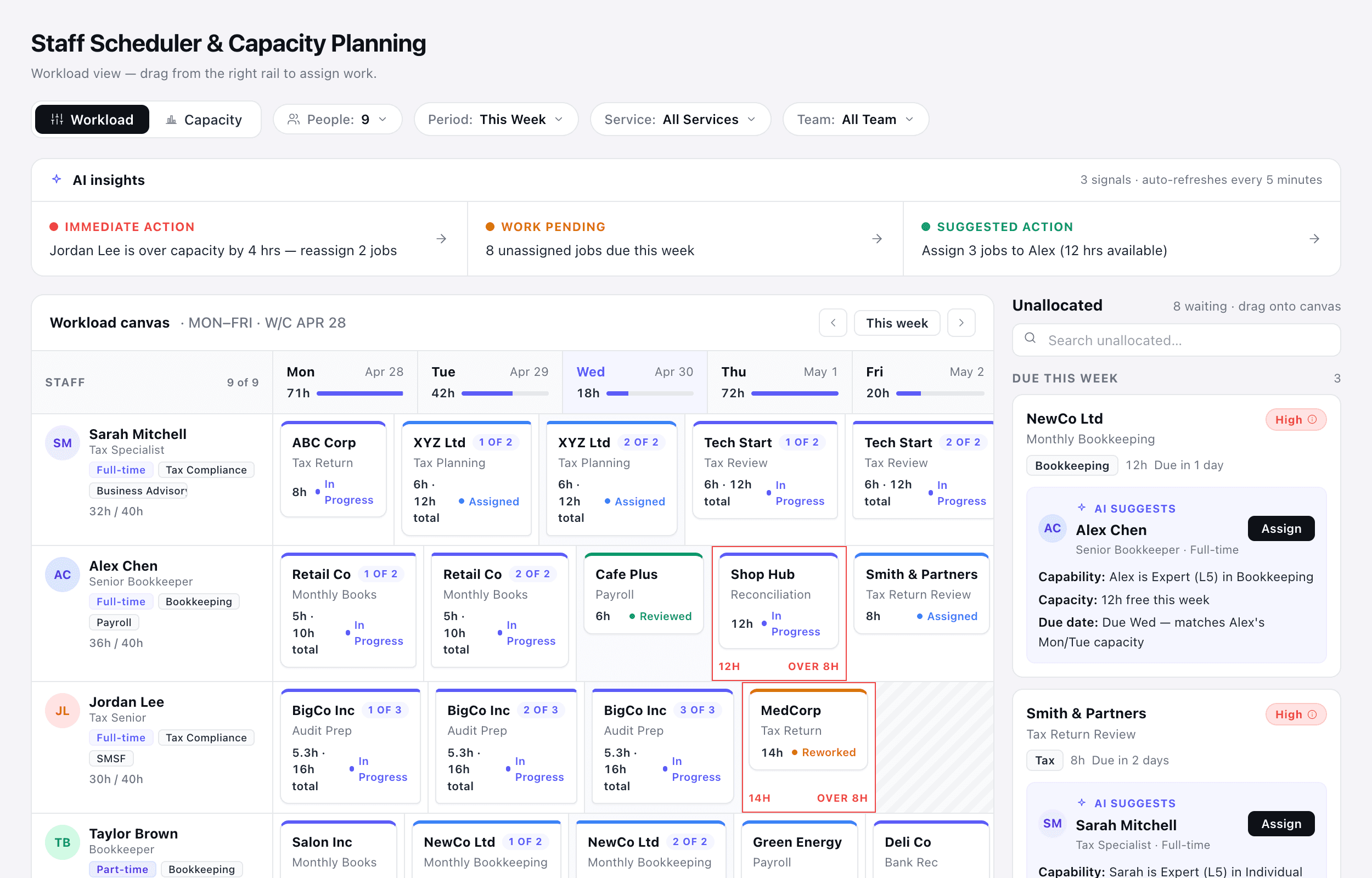 Staff scheduler for Sole Practice Manager